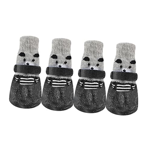 4 Stück antirutschsocken antirutsch Socke Socken für Hunde Outdoor-Haken zum Aufhängen Welpe wasserdichte Socken Cartoon-Hundesocken Haustiersocken die Katze Hündchen Kleiner Hund von Housoutil