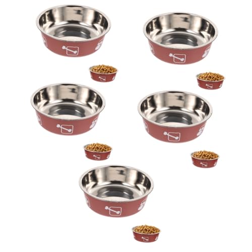 Housoutil 5St Edelstahlschüssel für Haustiere pet Feeder pet Water Bowl Hundenäpfe Hundefutter zweilagiger Hundenapf bedruckter Hundenapf Hündchen Haustiernapf Spender Zubringer Fressnapf von Housoutil