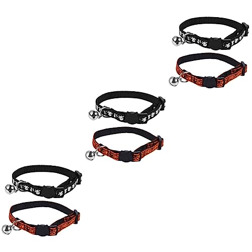 Housoutil 6 STK Halloween-Katzenhalsband Kätzchen-Nylon-Halsband dekorative Glocken Glockenhalsband für Haustiere Halloween-Dekor Haustier Krawatte Halsring Hündchen Haustierzubehör Stoff von Housoutil