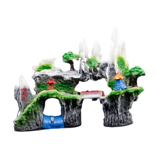 Housoutil Fischbecken Landschaftsbau Steingarten Harz-Aquarium-gebirgshöhlenverzierungen Harzberg Schmücken Aquarium Mountain View Ornament Heimdekorationen Fischversteck Mit Haushalt Modell von Housoutil