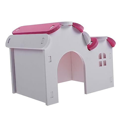 Housoutil Hamsterhöhle Haustier schlafhaus Schlafvilla für Hamster dekoratives Haustierhaus Hamster versteckte Villa Goldener Bär Hamsterhaus Spielzeug Haustierbett Rosa von Housoutil