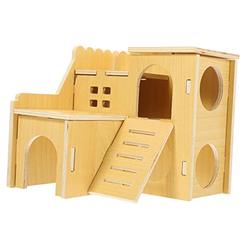 Housoutil Hamsterhütte Spielzeug Hamster Verstecken Hamster-Mini-Nest Heimtierbedarf Haustierkäfig Hamsterhaus Hamsternest Aus Holz Haustiere Verstecken Hölzern Leiter Sommer von Housoutil