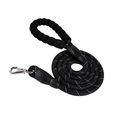 Housoutil Hunde-anbindekabel 1 5 M Seil Hundetransportkabel Haustierleine Reflektierend Schwarz Runder Griff Heimtierbedarf von Housoutil