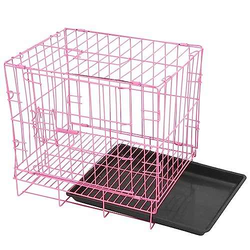 Housoutil Hundekäfig Käfig Faltbare Metalldraht Hundebox Neu Verbesserte Einzeltür Hundebox für Katze Kaninchen und Kleintiere, Rosa von Housoutil