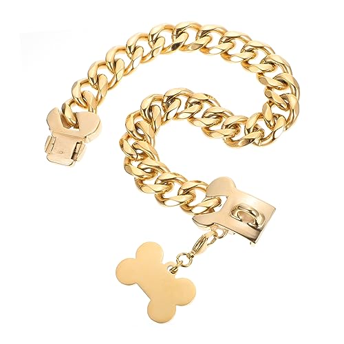 Housoutil Gold Metall Haustier Halsband Clip 19mm Haustier Hund Halskette 14 Zoll/36cm Hundehalsband Zubehör von Housoutil