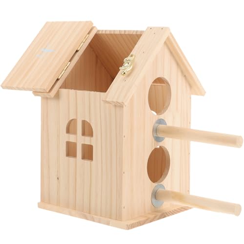 Housoutil Kasten Vogelterrarium Zuchtbox Aus Holz Vogelspielzeug Für Sittiche Vogelnest Aus Holz Zucht-paarungsbox Vogelhaus Aus Holz Vögel Liefert Papagei Vogel Liefert Hölzern G5 von Housoutil