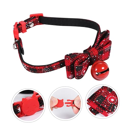 Housoutil Katzen- und Hundehalsband Haustier Hund Katze Halsband mit Fliege kleine Hunde-Outfits seidenband bändchen Halsband für Katze Katzenhalsband gemütlich Krawatte rot von Housoutil