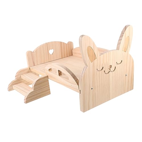 Housoutil Kleintierbett Hamsterplattform aus Holz Hamstervilla Plattformbett Spielzeug Hamsterbett aus Holz stabiles hamsterbett Chinchilla Kleine Tiere Käfig Zubehör Meerschweinchen hölzern von Housoutil