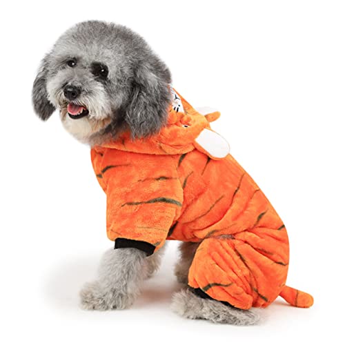 Housoutil Warmes Haustier-Outfit Hundepullover Mantel Tigerkostüm für Welpen Orange Größe von Housoutil