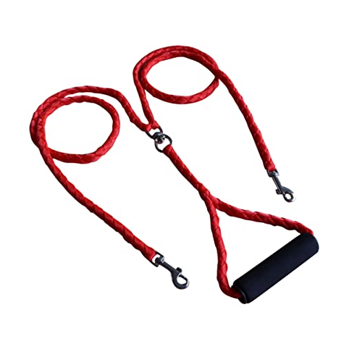 Housoutil gürtel nylon hundegurt Hunde Gurt hundelaufband hundegürtel strapsgürtel rot cat leash doppelte Hundeleine Doppelkopf Haustierzubehör Leinen Seil von Housoutil