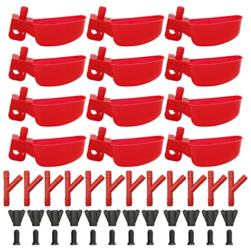 12 Pcs Wachtel Wasserschale, Taube Waterer Automatische Vogel Wasser Tassen Geflügel Vogel Tränken (Rot) von Houtokit