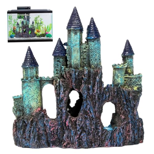 Aquarium Schloss Harz Fischtank Schloss Dekorative große Schloss für Fischtankschloss Verstecke Steinhöhle Versteck Haus Fischtank Aquarium Accessoires Aquarium Starter Kits Schloss für Fischtank Aqu von HoveeLuty