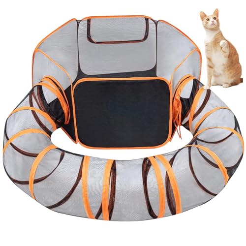 HoveeLuty Katzentunnel mit Zelt Katze Outdoor -Gehäuse Faltbare tragbare Outdoor -Katzen -Tunnel Käfig freien Katzenschiff für Innenkatzen Hamster Meerschweinchen Kaninchen von HoveeLuty