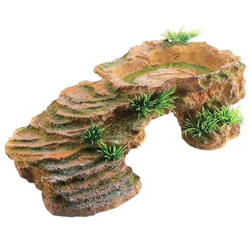 HoveeLuty Turtle Tank Accessoires 10.6x5x3.4 '' Imitation Felsenschildkröten -Backenplattformen Sonnenbade und Versteck von Harz -Backenplattformen für Fischtank Aquarium Landschaftsgestaltung von HoveeLuty