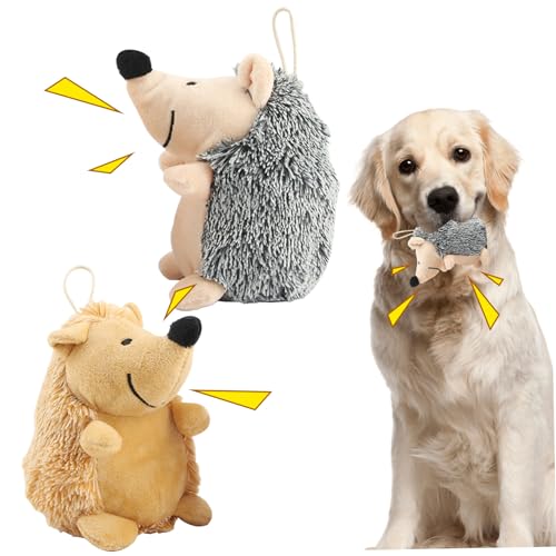 Igel-Hundespielzeug, 2 Stück, ungiftiges Igel-Quietschspielzeug für Hunde, eingebauter Quietscher, Plüschtier, interaktives Hundespielzeug gegen Langeweile, süßes Kauspielzeug für kleine mittelgroße H von HoveeLuty