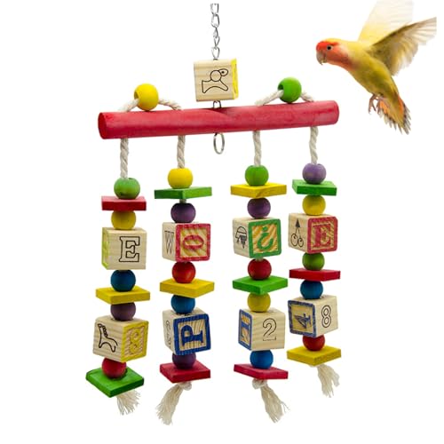 Vogelkauenspielzeug 8x14 -Zoll -Papageienkau -Spielzeug natürlicher Holz Vogelspielzeug mit hängenden Clip farbenfrohen Stressabbau Papagei Spielzeug Geschenke für Vögel Papageien Spielzeug Bird Cage von HoveeLuty