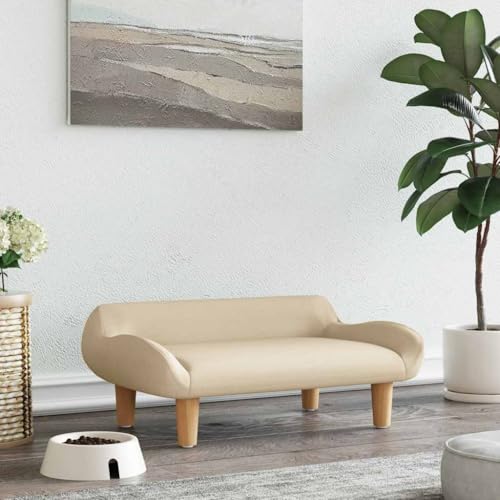 Hovothy Hundebett Bequeme Haustierbett Hundecouch Welpenbett Haustiersofa Schlafplatz für Hunde als Auch Katzen Geeignet Elegante Design Wasserabweisend und Langlebig Creme 70x40x24 cm von Hovothy