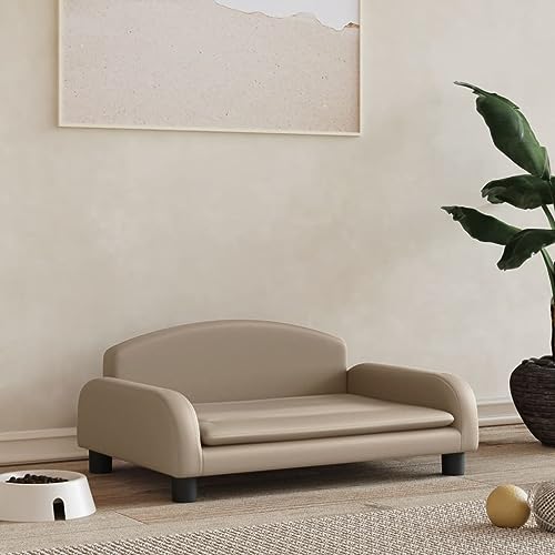 Hovothy Hundebett Bequeme Haustierbett Hundecouch Welpenbett Kunstleder Haustiersofa Schlafplatz für Hunde als Auch Katzen Geeignet Wasserabweisend und Langlebig Cappuccino-Braun 70x45x30 cm von Hovothy