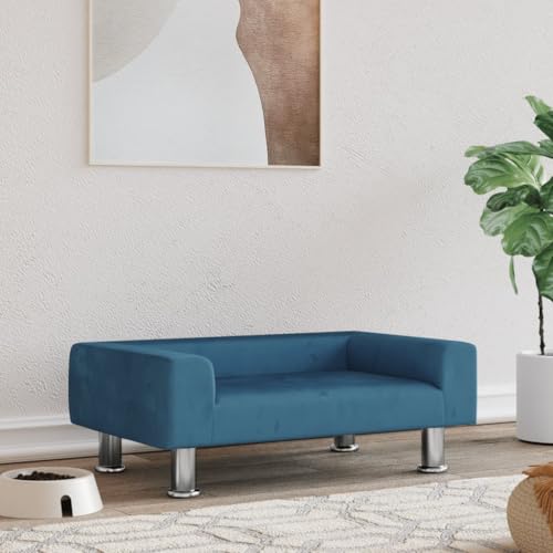 Hovothy Hundebett Bequeme Haustierbett Hundecouch Welpenbett Samt Haustiersofa Schlafplatz für Hunde als Auch Katzen Geeignet Wasserabweisend und Langlebig Blau 70x45x26,5 cm von Hovothy