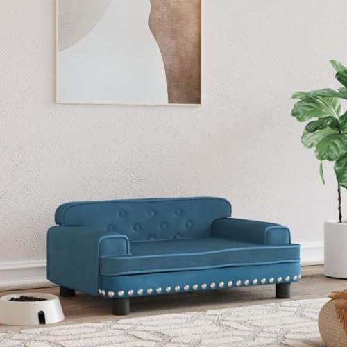 Hovothy Hundebett Bequeme Haustierbett Hundecouch Welpenbett Samt Haustiersofa Schlafplatz für Hunde als Auch Katzen Geeignet Wasserabweisend und Langlebig Blau 70x45x30 cm von Hovothy