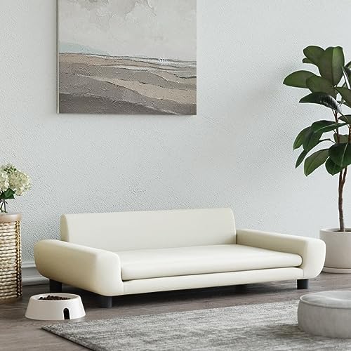 Hovothy Hundebett Bequeme Haustierbett Hundecouch Welpenbett Samt Haustiersofa Schlafplatz für Hunde als Auch Katzen Geeignet Wasserabweisend und Langlebig Creme 100x54x33 cm von Hovothy