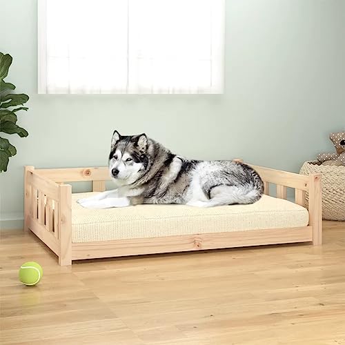 Hovothy Hundebett Bequeme Haustierbett Hundecouch Welpenbett aus Holz Haustiersofa Schlafplatz für Hunde als Auch Katzen Geeignet Wasserabweisend und Langlebig Braun 105,5x75,5x28 cm von Hovothy