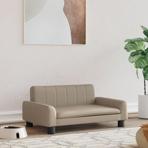 Hovothy Hundebett Bequeme Haustierbett Kunstleder Hundecouch Welpenbett Haustiersofa Schlafplatz für Hunde als Auch Katzen Geeignet Wasserabweisend und Langlebig Cappuccino-Braun 70x45x30 cm von Hovothy