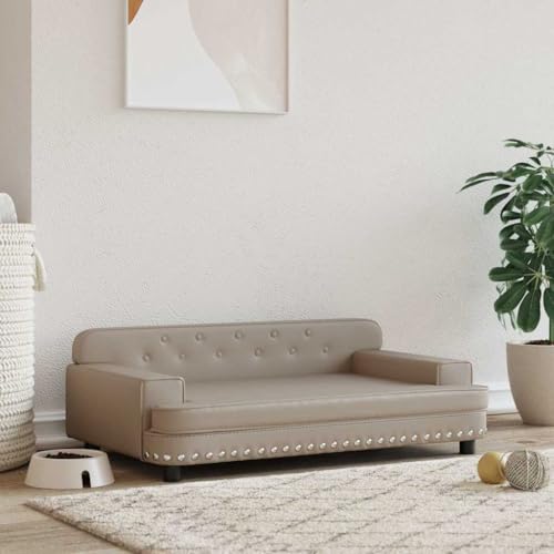 Hovothy Hundebett Bequeme Haustierbett Kunstleder Hundecouch Welpenbett Haustiersofa Schlafplatz für Hunde als Auch Katzen Geeignet Wasserabweisend und Langlebig Cappuccino-Braun 90x53x30 cm von Hovothy