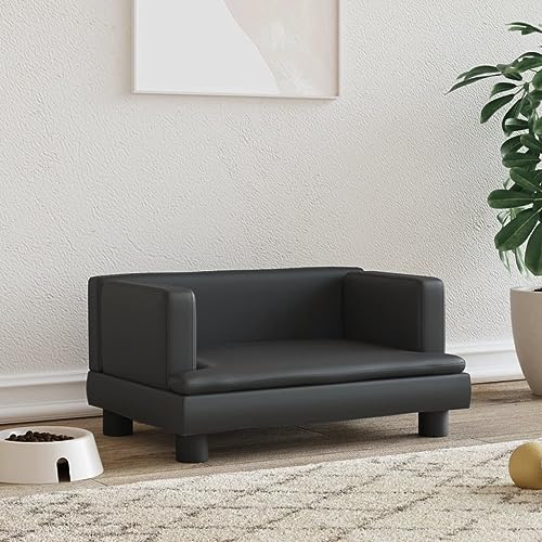 Hovothy Hundebett Bequeme Haustierbett Kunstleder Hundecouch Welpenbett Haustiersofa Schlafplatz für Hunde als Auch Katzen Geeignet Wasserabweisend und Langlebig Schwarz 60x40x30 cm von Hovothy