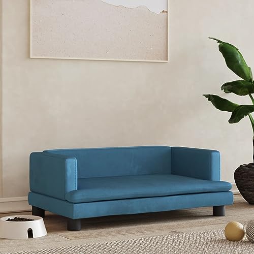 Hovothy Hundebett Bequeme Haustierbett Samt Hundecouch Welpenbett Haustiersofa Schlafplatz für Hunde als Auch Katzen Geeignet Wasserabweisend und Langlebig Blau 80x45x30 cm von Hovothy