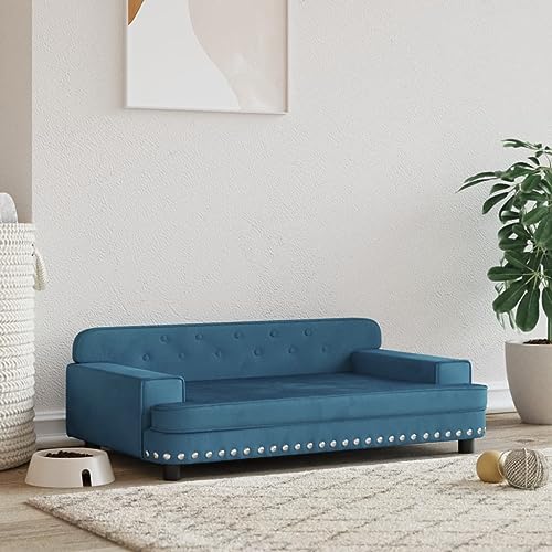 Hovothy Hundebett Bequeme Haustierbett Samt Hundecouch Welpenbett Haustiersofa Schlafplatz für Hunde als Auch Katzen Geeignet Wasserabweisend und Langlebig Blau 90x53x30 cm von Hovothy