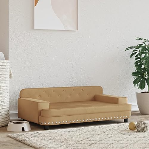 Hovothy Hundebett Bequeme Haustierbett Samt Hundecouch Welpenbett Haustiersofa Schlafplatz für Hunde als Auch Katzen Geeignet Wasserabweisend und Langlebig Braun 90x53x30 cm von Hovothy