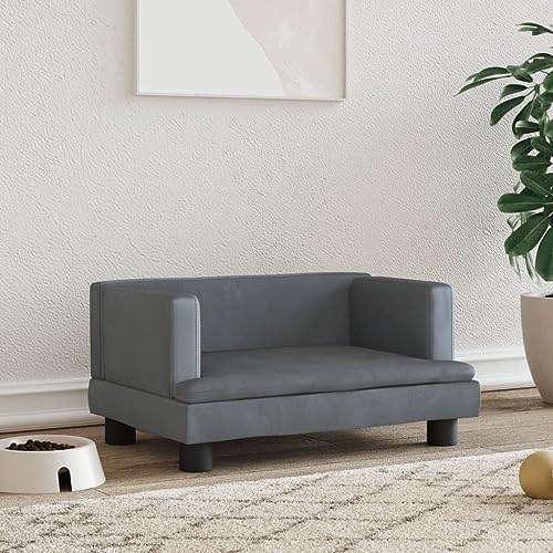 Hovothy Hundebett Bequeme Haustierbett Samt Hundecouch Welpenbett Haustiersofa Schlafplatz für Hunde als Auch Katzen Geeignet Wasserabweisend und Langlebig Dunkelgrau 60x40x30 cm von Hovothy