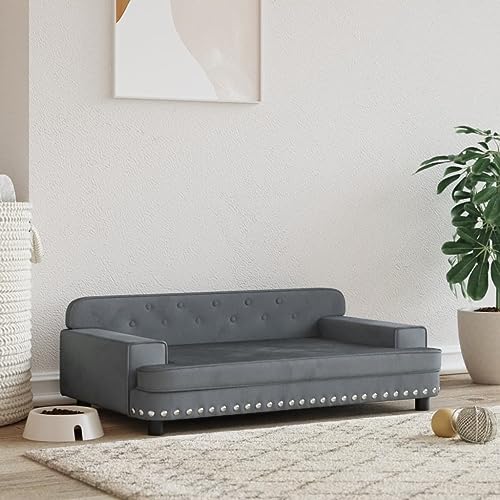 Hovothy Hundebett Bequeme Haustierbett Samt Hundecouch Welpenbett Haustiersofa Schlafplatz für Hunde als Auch Katzen Geeignet Wasserabweisend und Langlebig Dunkelgrau 90x53x30 cm von Hovothy