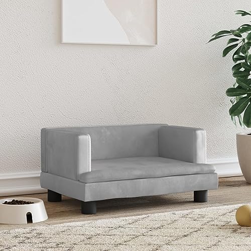 Hovothy Hundebett Bequeme Haustierbett Samt Hundecouch Welpenbett Haustiersofa Schlafplatz für Hunde als Auch Katzen Geeignet Wasserabweisend und Langlebig Hellgrau 60x40x30 cm von Hovothy