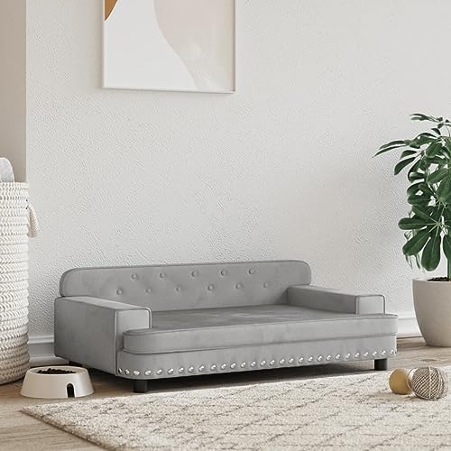 Hovothy Hundebett Bequeme Haustierbett Samt Hundecouch Welpenbett Haustiersofa Schlafplatz für Hunde als Auch Katzen Geeignet Wasserabweisend und Langlebig Hellgrau 90x53x30 cm von Hovothy