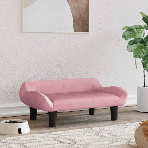 Hovothy Hundebett Bequeme Haustierbett Samt Hundecouch Welpenbett Haustiersofa Schlafplatz für Hunde als Auch Katzen Geeignet Wasserabweisend und Langlebig Rosa 70x40x24 cm von Hovothy