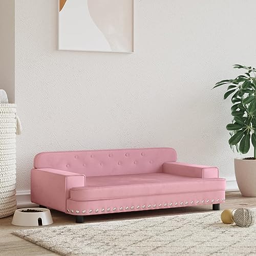 Hovothy Hundebett Bequeme Haustierbett Samt Hundecouch Welpenbett Haustiersofa Schlafplatz für Hunde als Auch Katzen Geeignet Wasserabweisend und Langlebig Rosa 90x53x30 cm von Hovothy