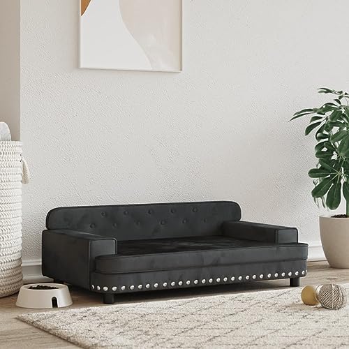 Hovothy Hundebett Bequeme Haustierbett Samt Hundecouch Welpenbett Haustiersofa Schlafplatz für Hunde als Auch Katzen Geeignet Wasserabweisend und Langlebig Schwarz 90x53x30 cm von Hovothy