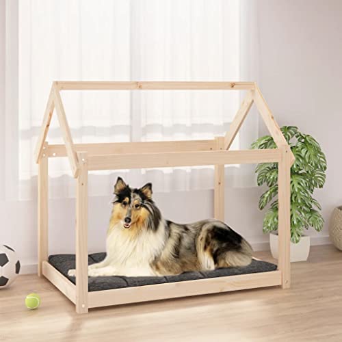 Hovothy Hundebett Bequeme Haustierbett Welpenbett aus Holz Schlafplatz für Hunde als Auch Katzen Geeignet Massives Kiefernholz Wasserabweisend und Langlebig Braun 101x70x90 cm von Hovothy