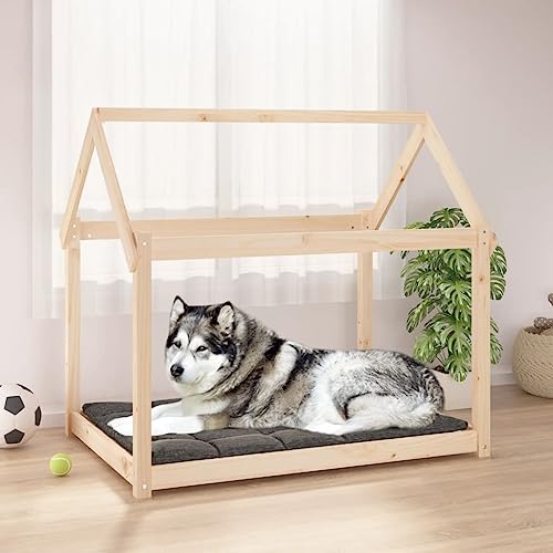 Hovothy Hundebett Bequeme Haustierbett Welpenbett aus Holz Schlafplatz für Hunde als Auch Katzen Geeignet Massives Kiefernholz Wasserabweisend und Langlebig Braun 111x80x100 cm von Hovothy