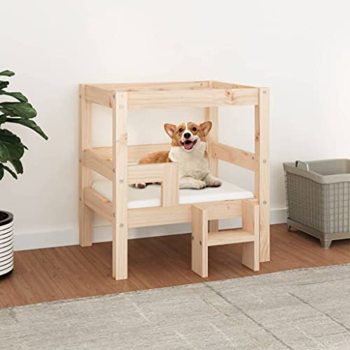 Hovothy Hundebett Bequeme Haustierbett Welpenbett aus Holz Schlafplatz für Hunde als Auch Katzen Geeignet Massives Kiefernholz Wasserabweisend und Langlebig Braun 55,5x53,5x60 cm von Hovothy