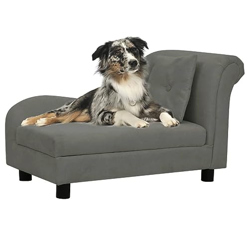 Hovothy Hundebett Bequeme Haustierbett mit Kissen Hundecouch Welpenbett Haustiersofa Schlafplatz für Hunde als Auch Katzen Geeignet Wasserabweisend und Langlebig Dunkelgrau 83x44x44 cm von Hovothy