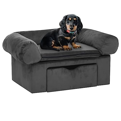 Hovothy Hundebett Bequeme Haustierbett mit Schublade Hundecouch Welpenbett Haustiersofa Schlafplatz für Hunde als Auch Katzen Geeignet Wasserabweisend und Langlebig Dunkelgrau 75x50x38 cm von Hovothy