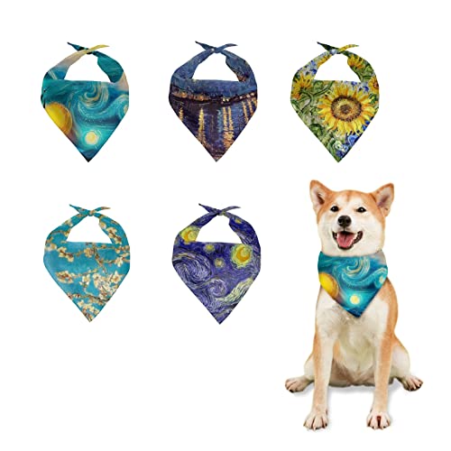 Howilath Hundehalstuch, Motiv: Ölgemälde, buntes Dreiecks-Lätzchen, Halstuch für Hunde, Katzen, Haustiere, 5-teiliges Set von Howilath