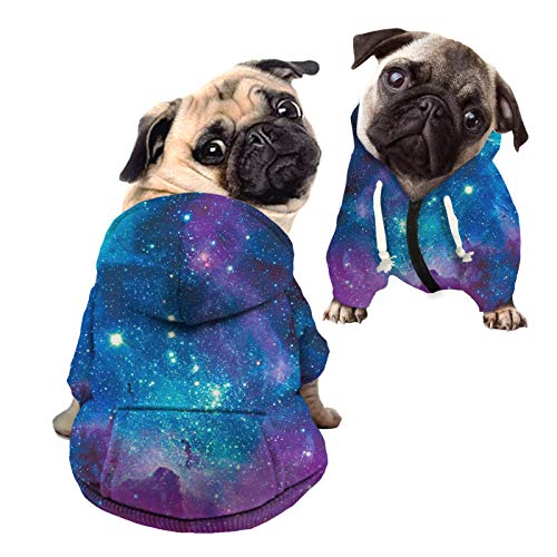 Howilath Basic Dog Hoodie - Elegant Galaxy Blau Lila Zipper Sweatshirt mit Hut Katze Kapuzenshirts Sweatshirts Welpen-Kostüme - L von Howilath