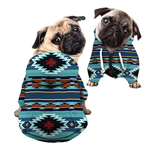 Howilath Hund Hoodie für Kleine bis Große Hunde, Katzen, Ethnische Streifen Tribal Indisches Totem Frühling Herbst Welpen Outfits Hund Katzen Kleidung - L von Howilath