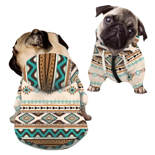 Howilath Hunde-Kapuzenpullover mit Reißverschluss, Motiv: Western-Azteken-Tribal-Stil, Streetwear, Haustier-Shirts, Trainingsanzüge, Größe L von Howilath