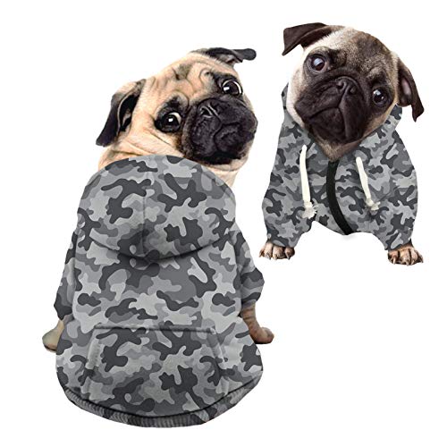 Howilath Hundebekleidung Haustier Hund Hoodies für kleine Hunde Weste, Camo Grau Klassisch Weich und Warm Hund Hoodie Pullover mit Tasche - L von Howilath