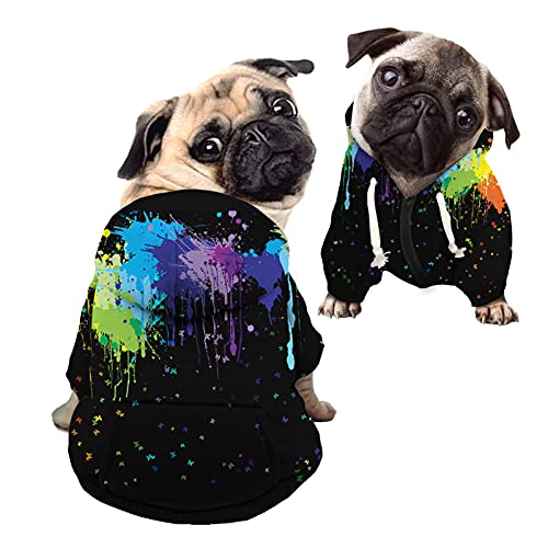 Howilath Kapuzenpullover für Welpen und Katzen, modisch, Pop-Art, bunt, mit Reißverschluss, für kleine Hunde, Chihuahua, Mantel, Kleidung, Welpen, Katzen, Schwarz – S von Howilath